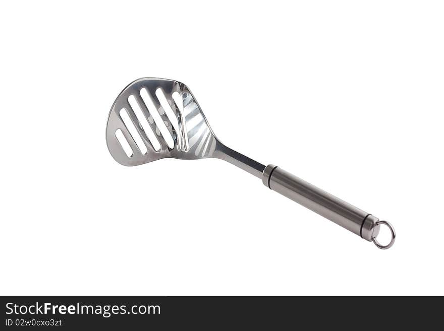 Stainless steel potato masher.