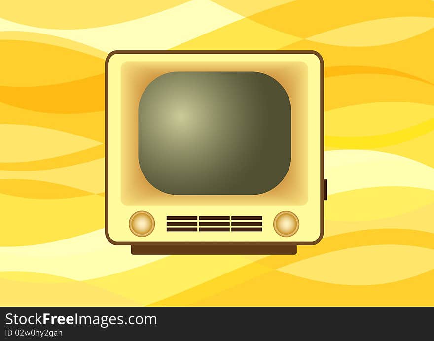 Television on a orange background. Television on a orange background