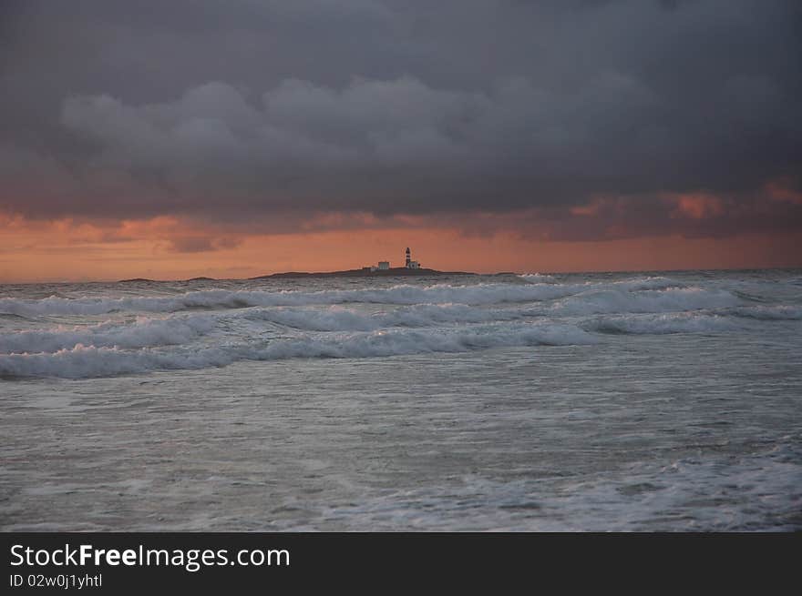 Light house outside the Bore beach in Rogalad-West coast of Norway