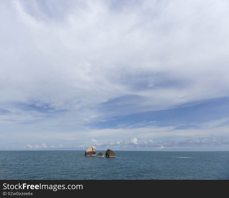 Sea with family stones at Samui,Thailand