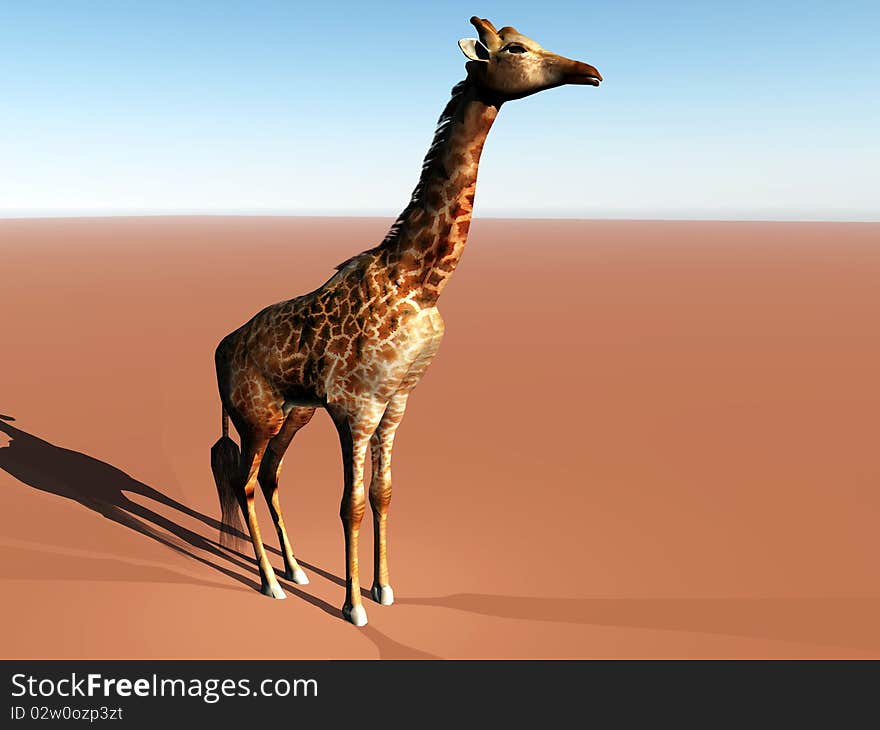 Rendered 3d giraffe on brown