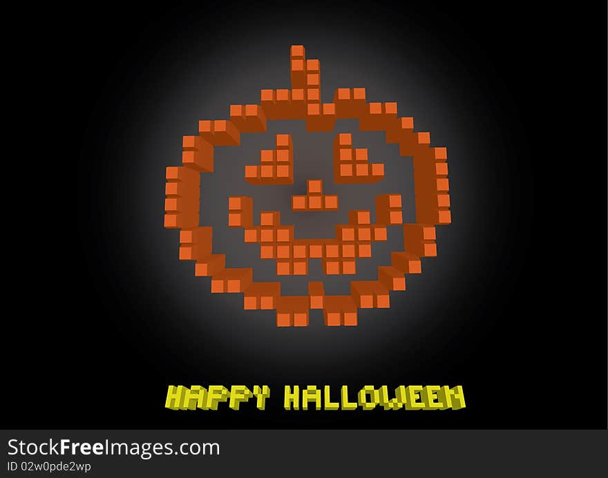 Helloween pumpkin in pixels - illustration