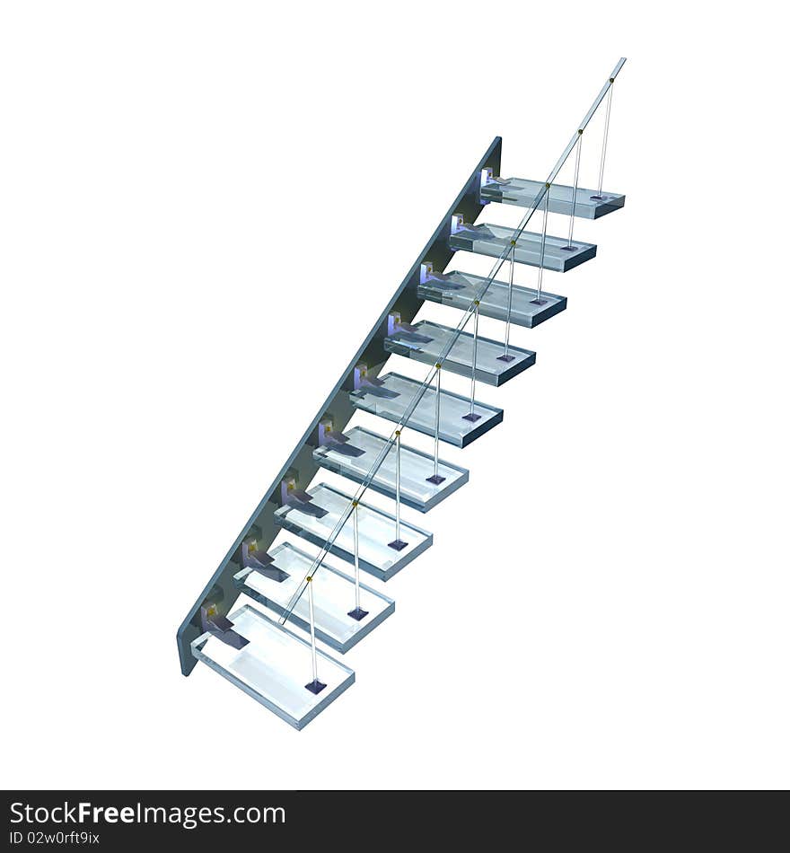 Transparent blue glass ladder with gold fixture