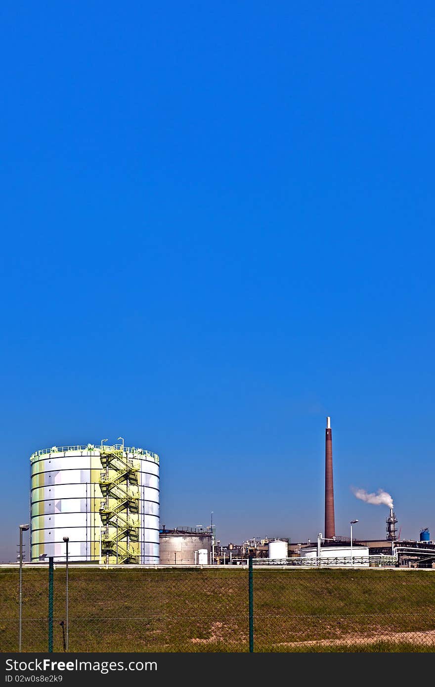 Silo In An Industry Park In Beautiful Landscape