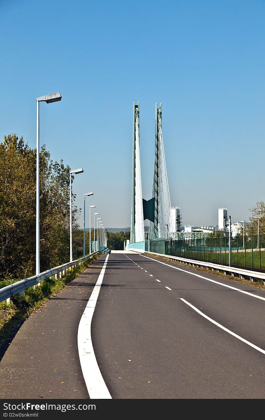 Bridge of an Industry Park in beautiful landscape near Frankfurt