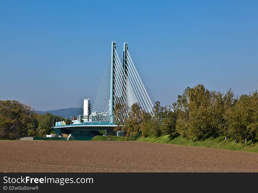 Bridge of an Industry Park in beautiful landscape near Frankfurt