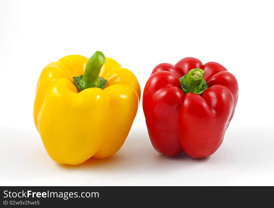 Red and Yellow Pepper isolated on white background