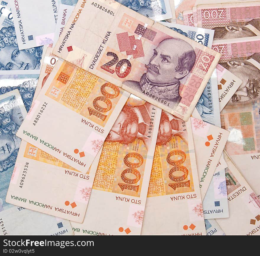 Croatian Kuna banknotes background