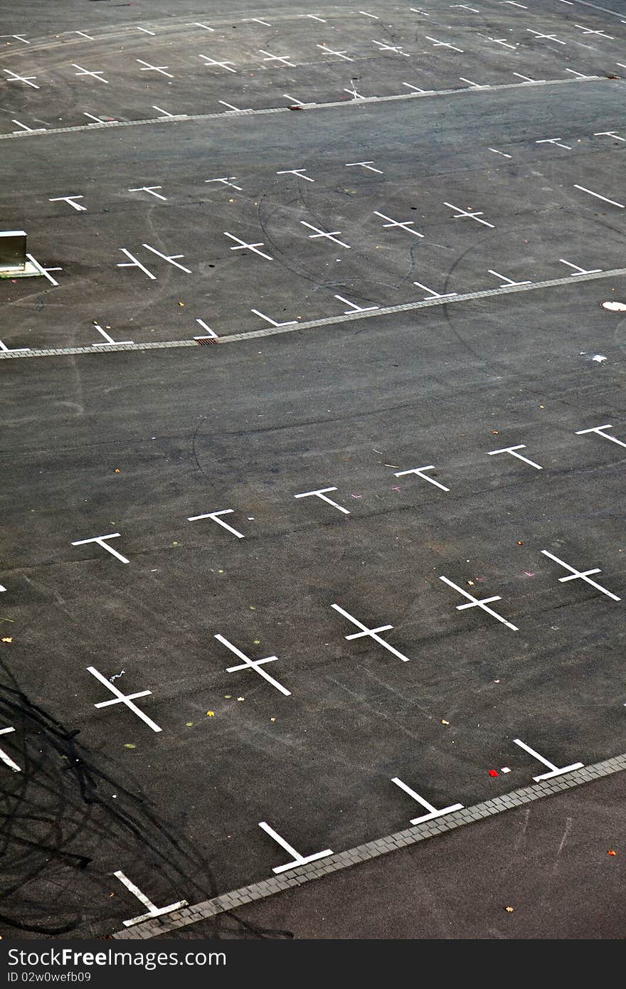 Marked Parking Lot Without Cars