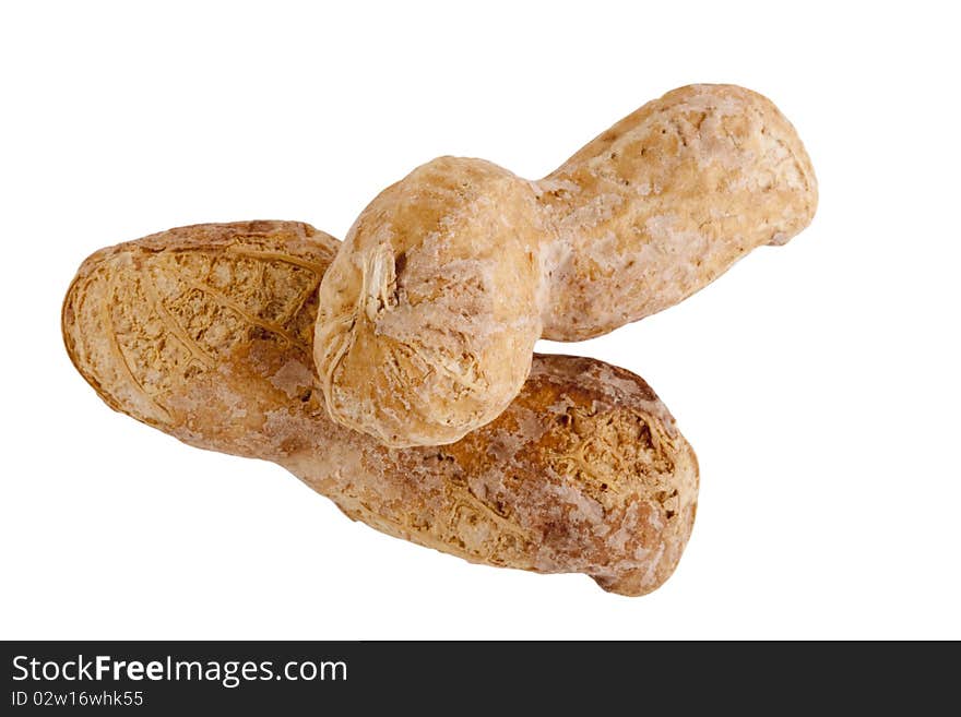 Shelled peanuts isolated on a white background.