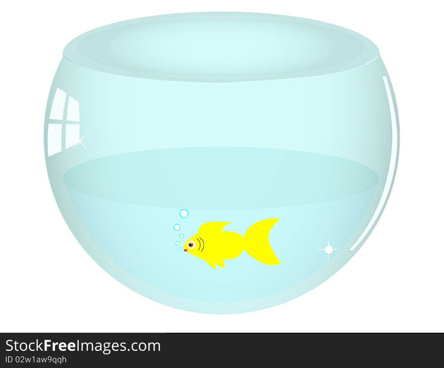 Illustration of isolated fish bowl on white background