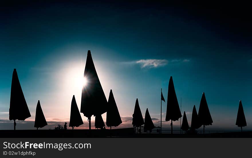 Backlit Umbrellas