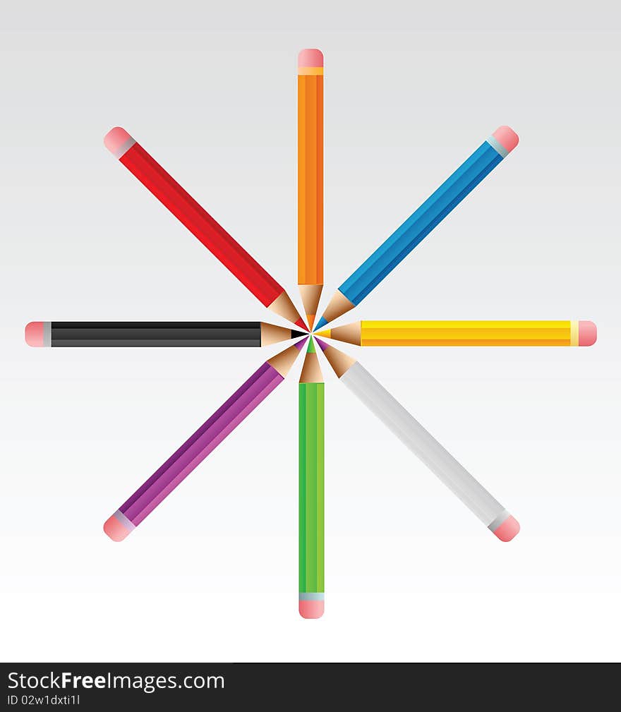 Sun pencils. Vector colored illustration