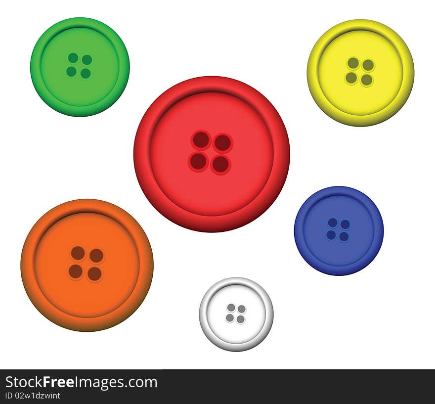 Six multi  colored  buttons