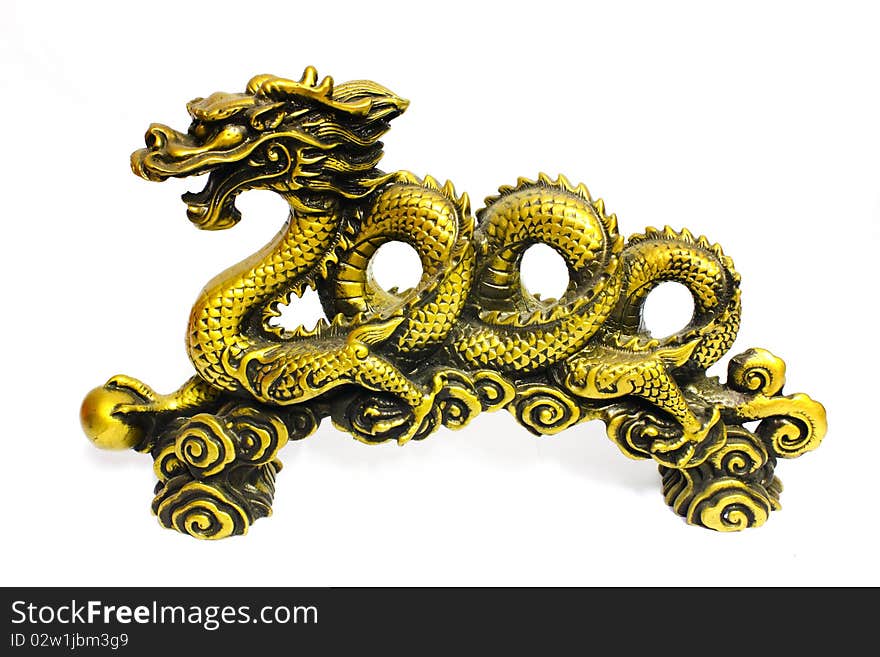 Golden dragon on white,Dragons hold marble