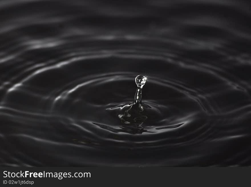 Water drop as black color background