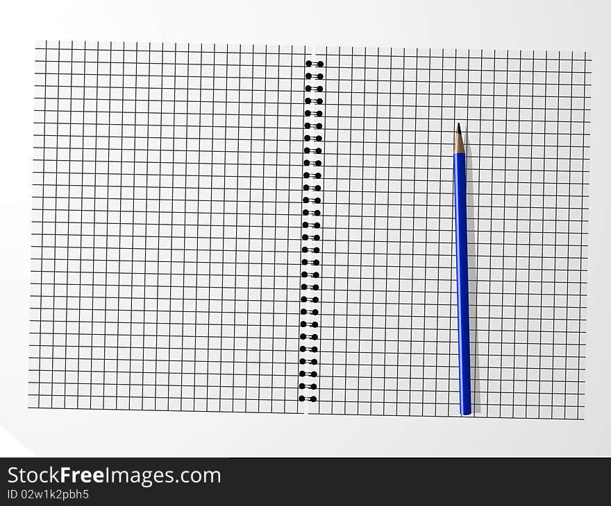 Vector Pretty Spiral Notebook with blue Pencil