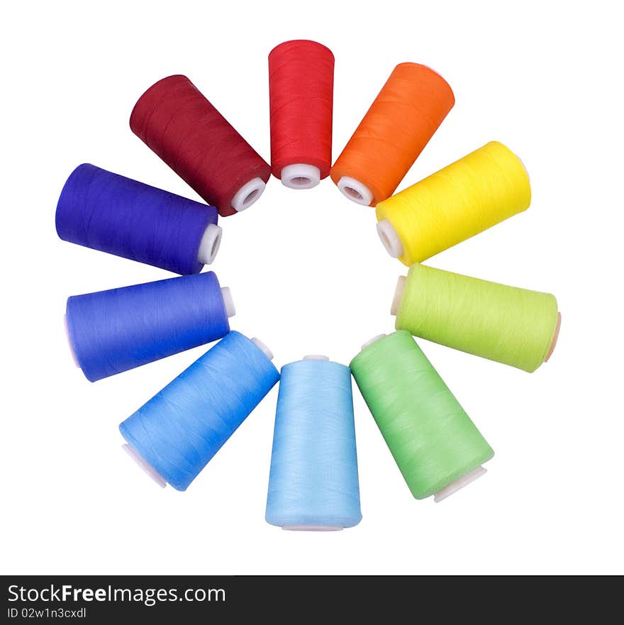 Nice colorful bobbins isolated on white background with clipping path