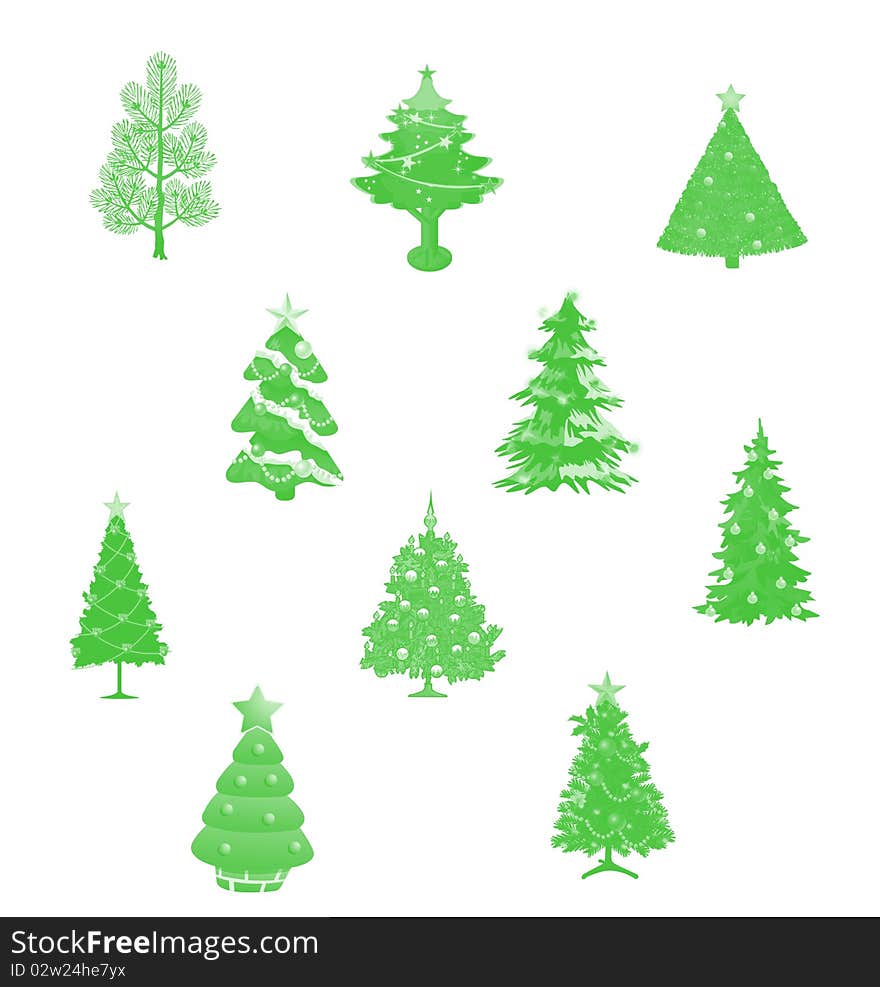 Set of christmas trees