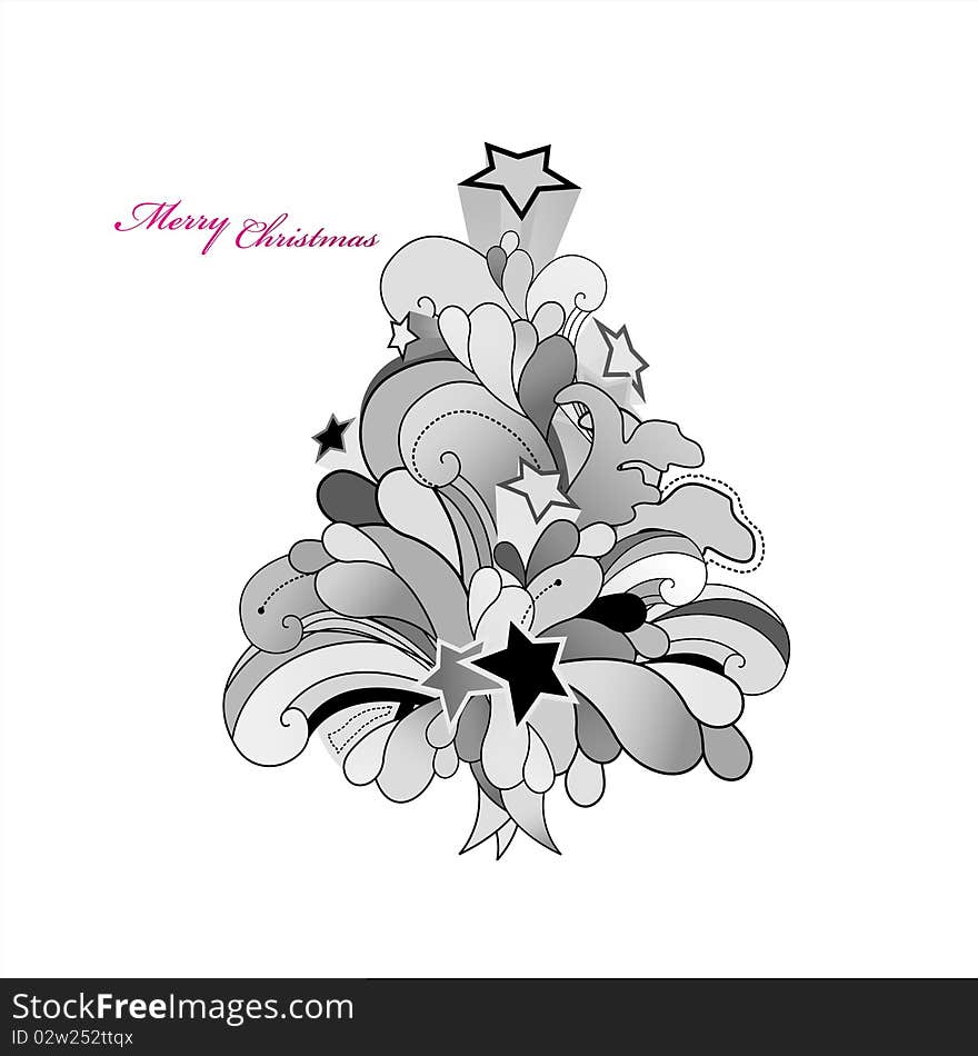 Black and white Christmas tree.