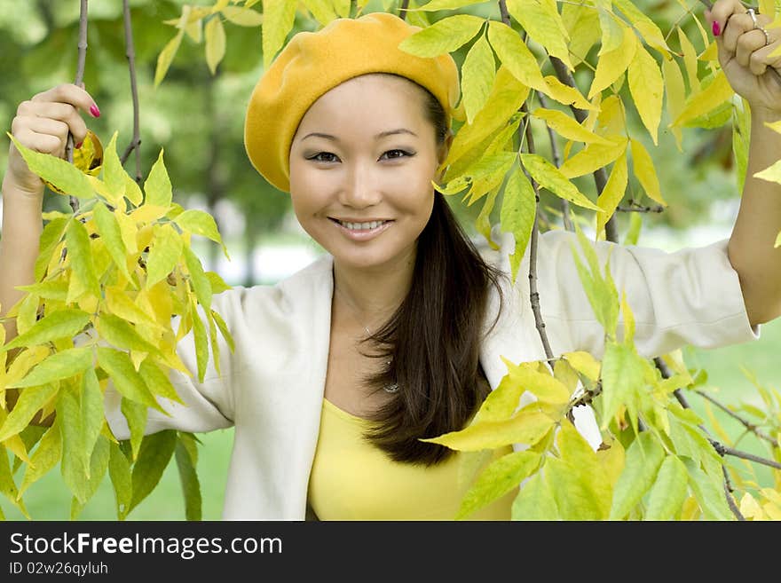 Girl walking in park