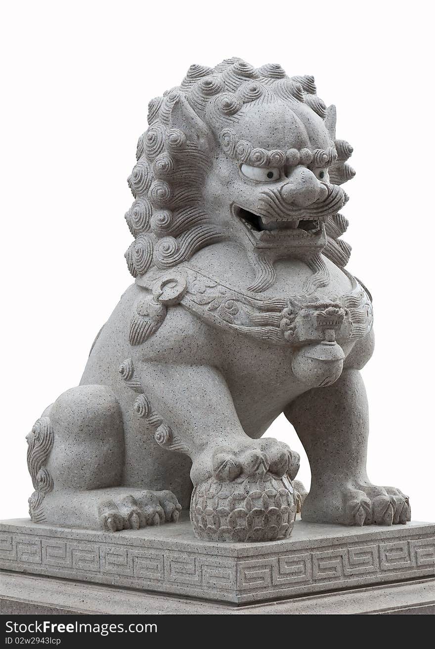 Statue Of Lion Isolate On White Background