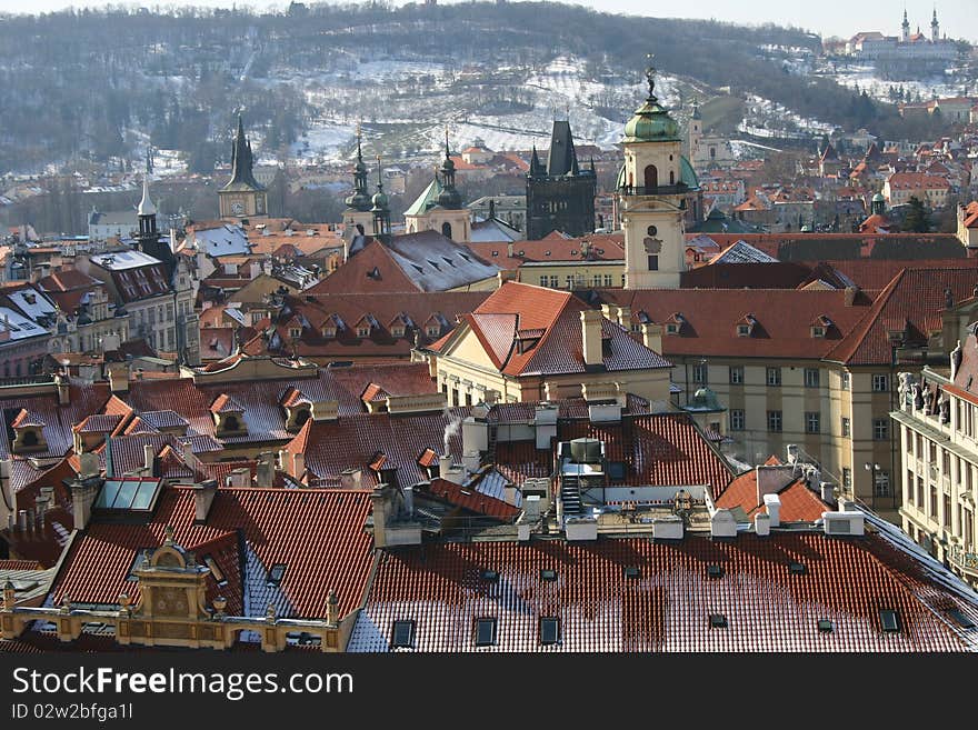 Prague roof tops and churches