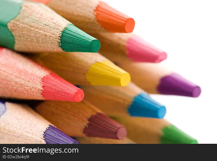 Collection of colorful pens over white background. Collection of colorful pens over white background