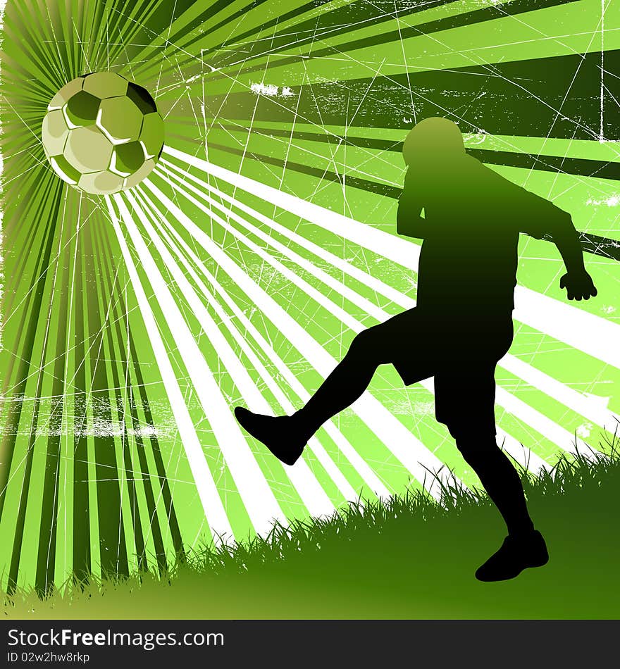 Soccer player silhouette with grunge background vector