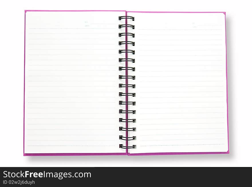 Open Blank Pages Purple Note Book Isolate On White Background