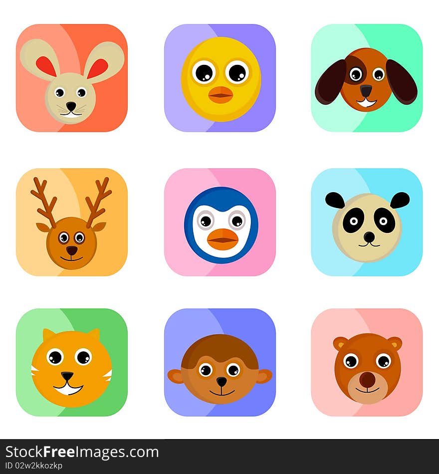 Set of cute animal face vector