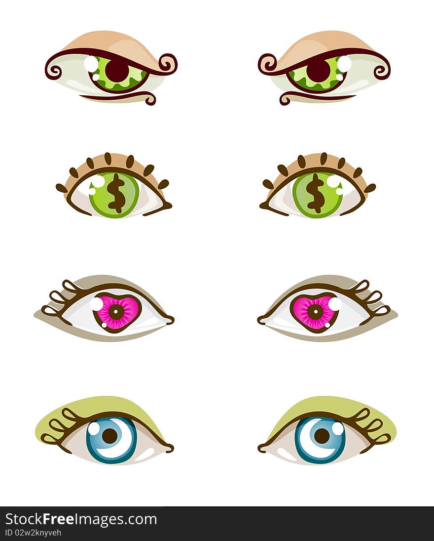 Set of eye icons illustration vector. Set of eye icons illustration vector