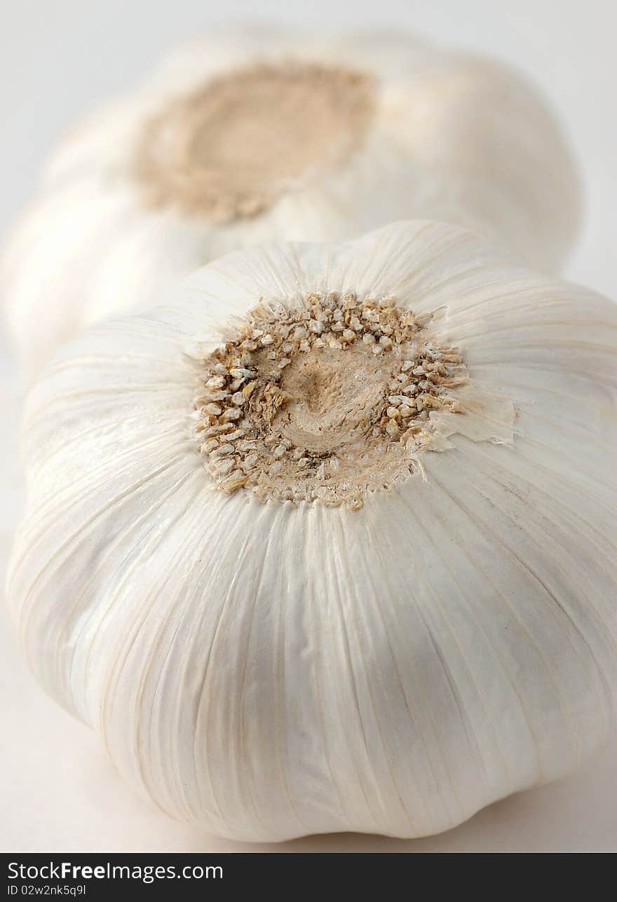 Garlic, vertical close-up shot with depth of field