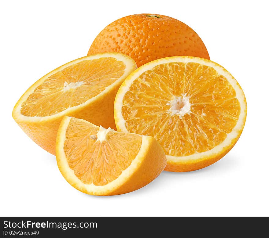 Oranges over white background with shadow. Oranges over white background with shadow