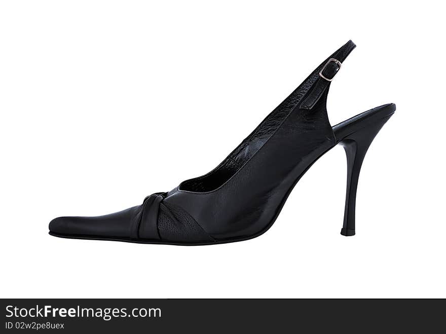 Black ladies shoes on a white background