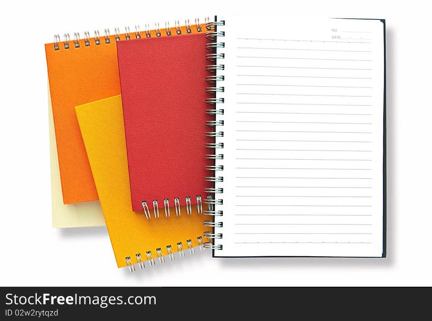 Group of note book isolated on white background. Group of note book isolated on white background