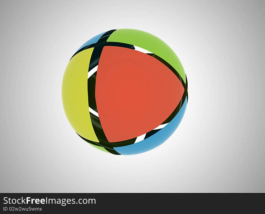 Multi colored abstract sphere yellow green orange blue