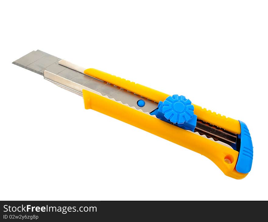 Yellow cutter isolated on white background