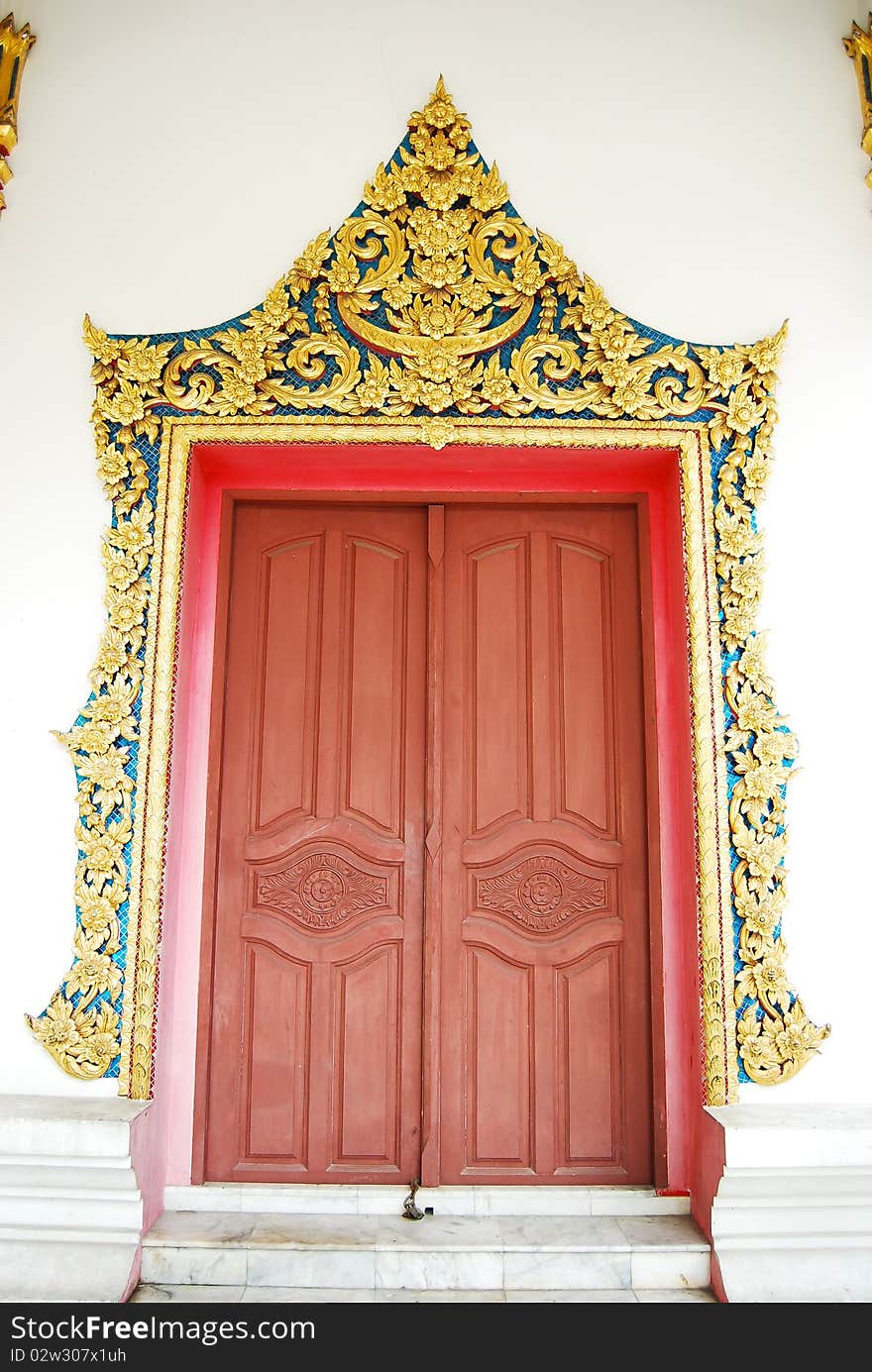 Ancient Buddha Temple Door in Thailand Buddha Temple