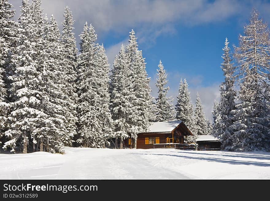 Winter landscape in mountains. Austria