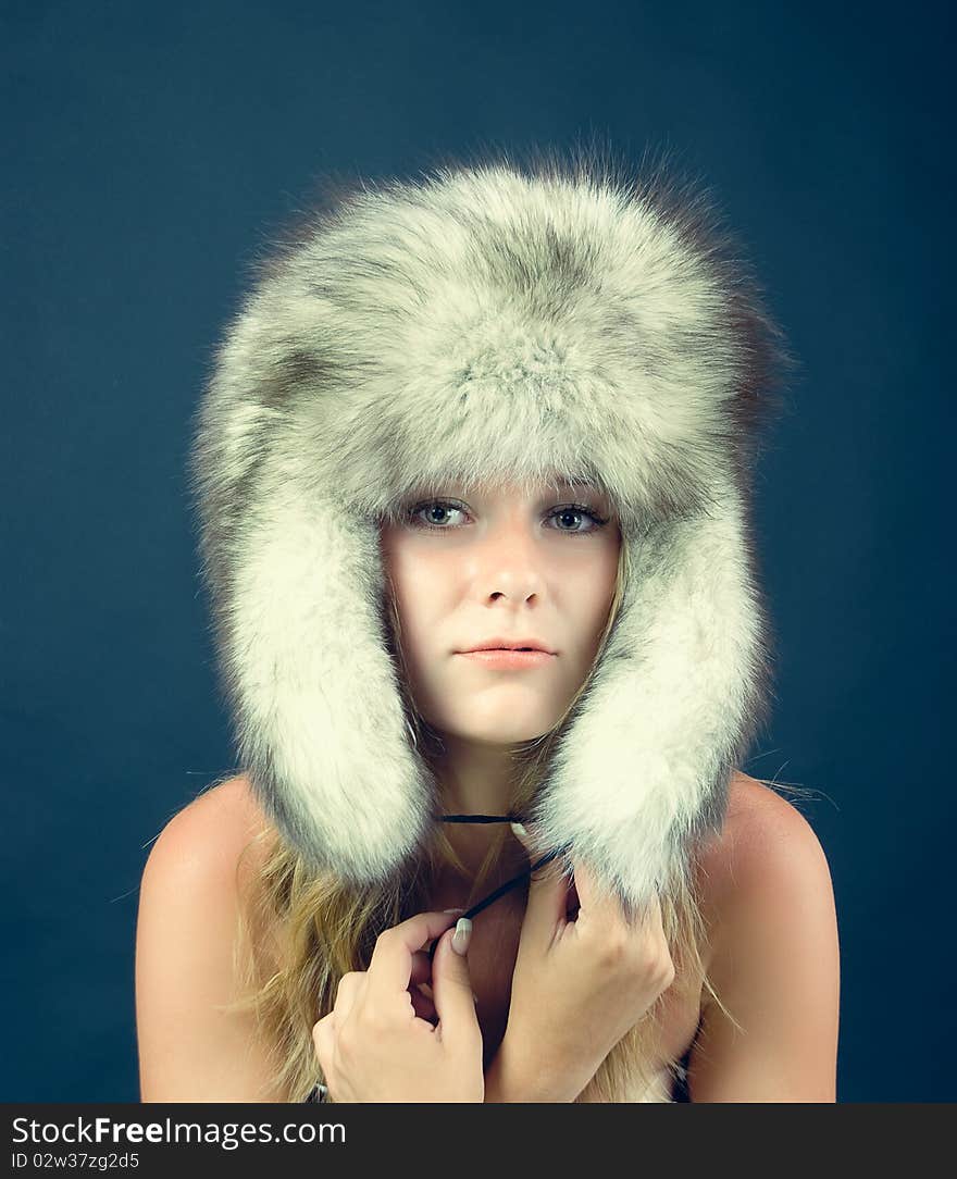 Portrait Of Attractive Woman In Winter Style