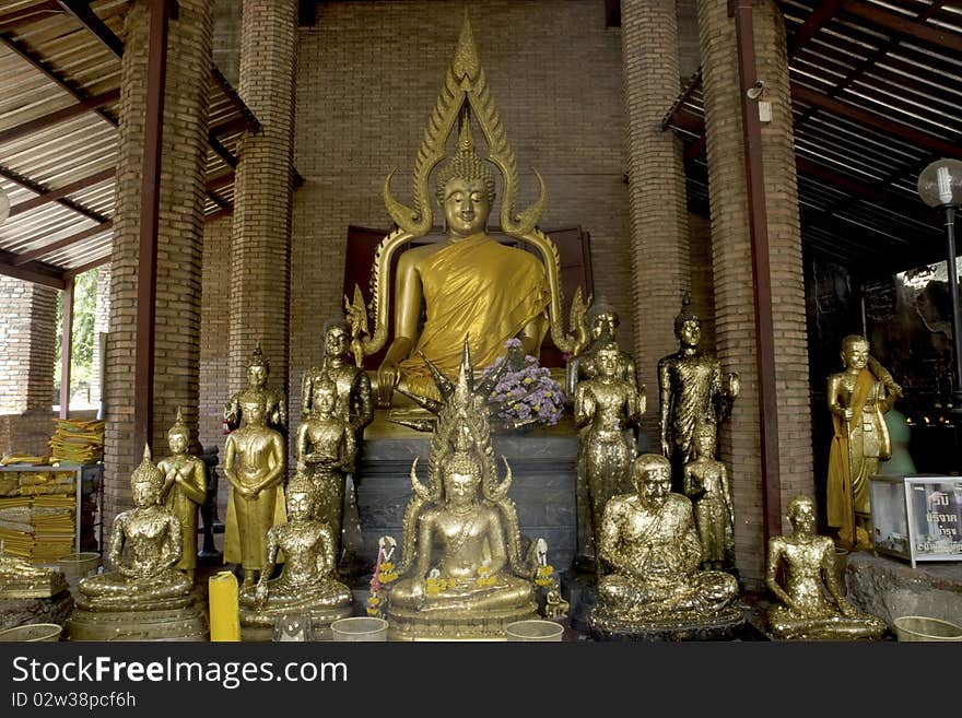 Group of Buddhas in Wat Yai Chai Mongkol.