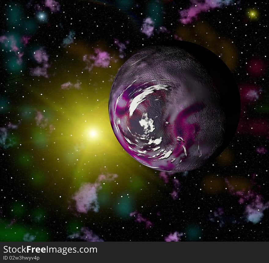 Very bright and colorful space landscape