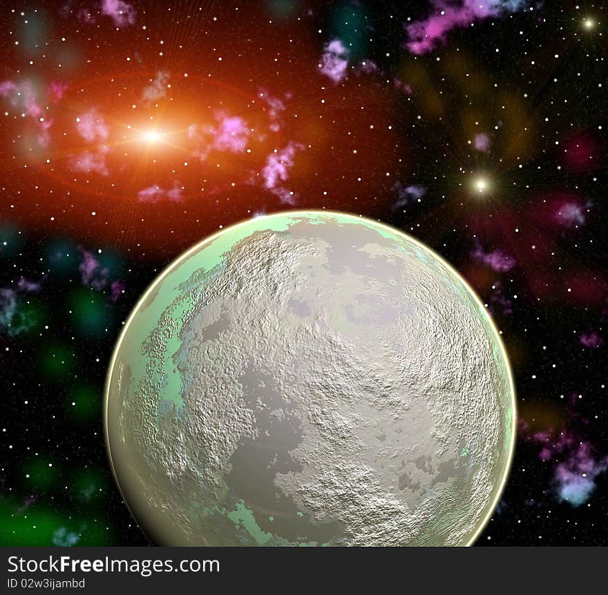 Very bright and colorful space landscape