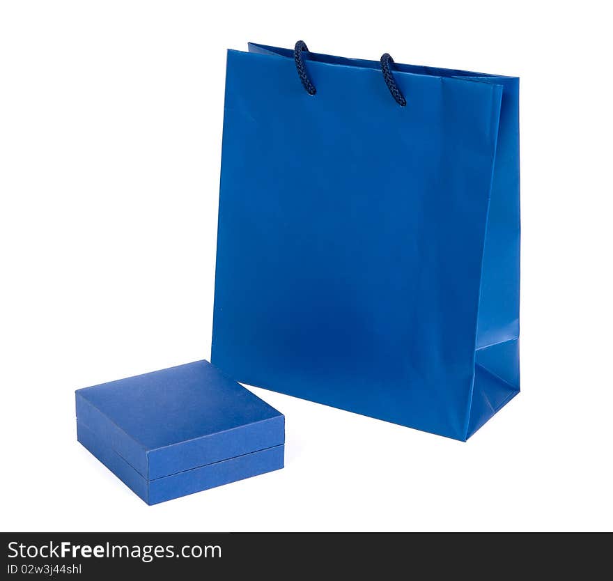 Blue Shopping Bag And Box