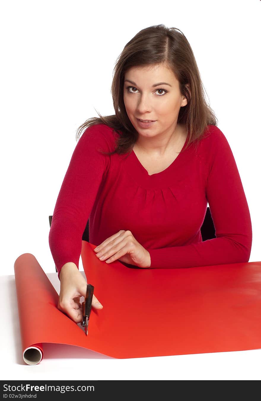 Women wrapping with white background. Women wrapping with white background