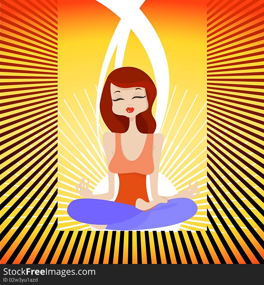 Cartoon character with yoga concept