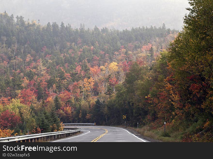 Mountain road in autumn