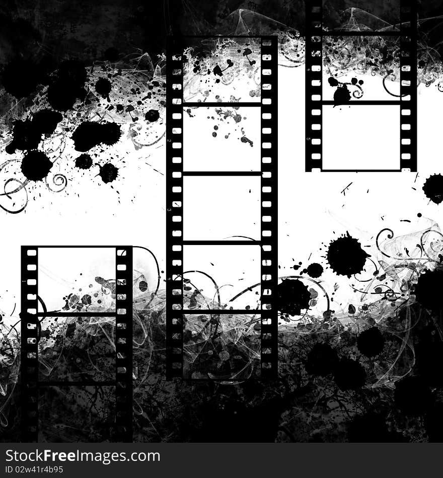 Retro grunge background with film strips