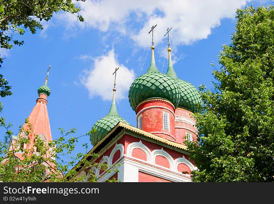 View of old church in Yaroslavl, Russia